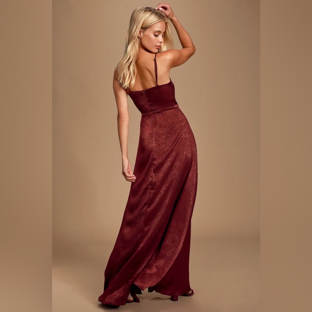 Deep red floor length maxi dress